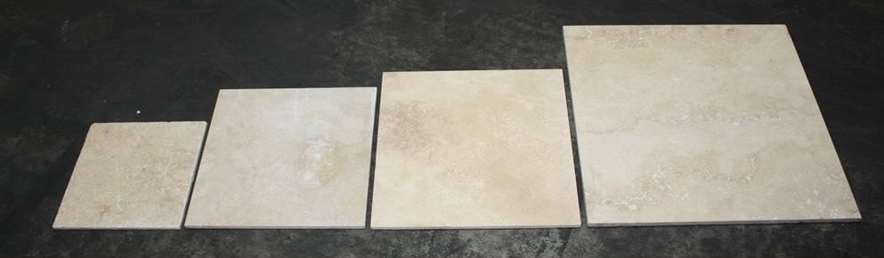 Photo showing increasing sizes in tile throughout the years